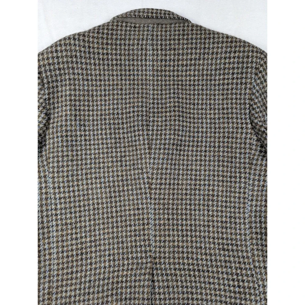 Vintage Harris Tweed Brown Houndstooth Scottish Wool Mens Blazer Size 44R‎